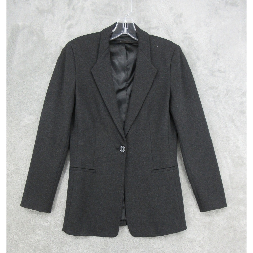 Elie Tahari Blazer Womens Size 4 Stretch Knit Fitted Quiet Luxury Professional